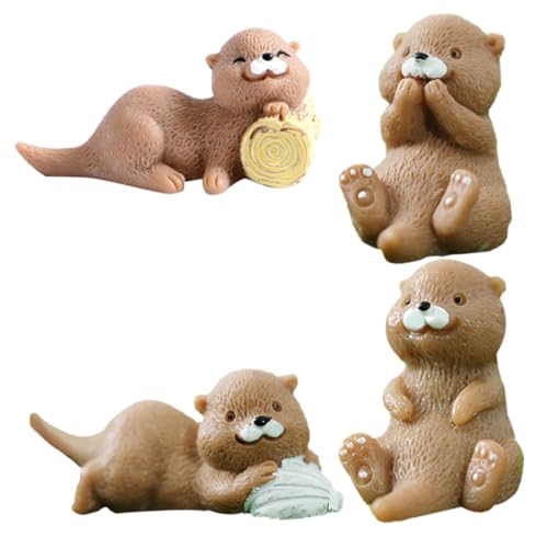 NAMOARLY 4 Stück Kleine Otter-Dekoration Geburtstagsgeschenk mikrolandschaft bemaltes Neuheit Kopf Plüsch Miniaturen Korb Miniatur-Otterfigur Otter-Dekorationen Mikrootter Harz von NAMOARLY