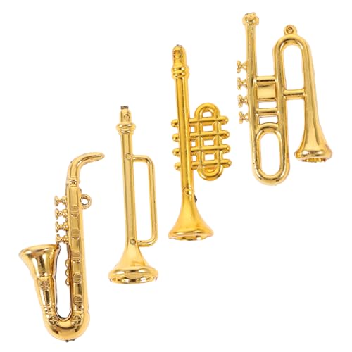 NAMOARLY 4 Stück Mini-Instrumente Miniatur-Puppenhauszubehör winzig gitarrenmodell Puppe Musikinstrumente bastelzeug musikspielzeug selber schmücken Puppenzubehör Plastik Golden von NAMOARLY