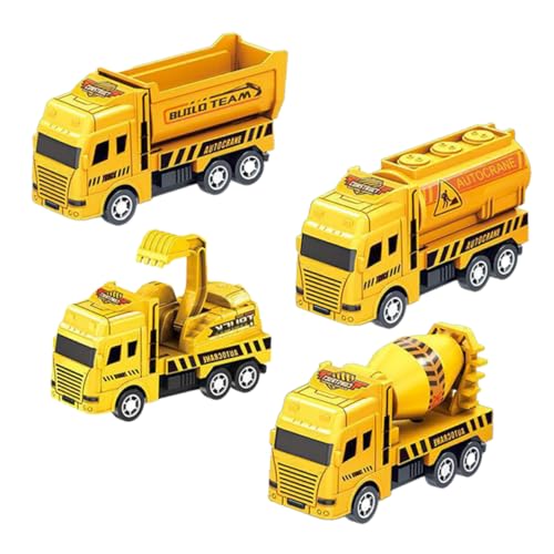 NAMOARLY 4 Stück Rückzieh Spielzeugautos für Kleinkinder Mini Baufahrzeuge mit Beweglichen Gelenken für Kreatives Spiel und Lernspaß als Geburtstagsgeschenk für Jungen von NAMOARLY