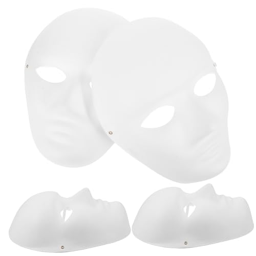 NAMOARLY 4 Stück Teiliges DIY Handbemalte Pappmaché Masken Umweltfreundliche Weiße Blanko Masken für Halloween Karneval Maskerade Party Basteln mit Kindern Kreative Kostüm Requisiten von NAMOARLY
