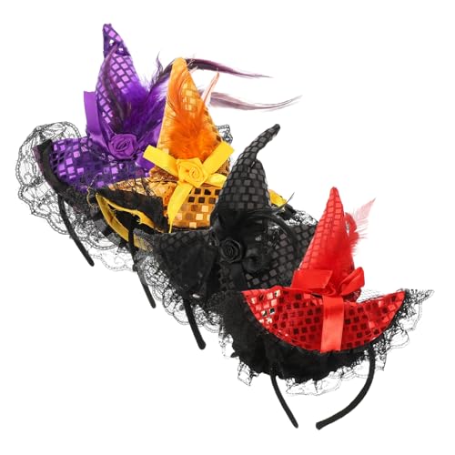 NAMOARLY 4 Stück Teiliges Halloween Stirnband für Leichte Wiederverwendbare Hexenhut Haarschmuck in Schwarz Orange und Rot Bequemes Kopfband für Party und Kostümveranstaltungen von NAMOARLY