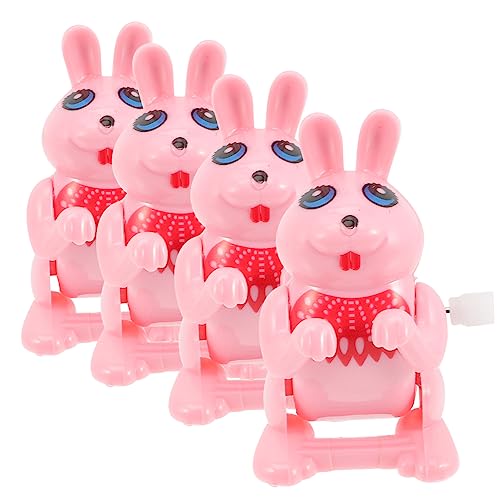 NAMOARLY 4 Stück Uhrwerk-Kaninchen-Modell Mädchenspielzeug Haargummis Spielzeuge Verschleißfestes Aufziehspielzeug Schönes Uhrwerk Spielzeug Party-uhrwerk Rosa Hase Karikatur Kind Plastik von NAMOARLY