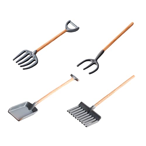 NAMOARLY 4Stücke Gartenwerkzeug Set Teiliges Puppenhaus Zubehör Rechen Für Kreative DIY Projekte Und Mini Dekoration Für Kindergarten Und Gartenarbeit von NAMOARLY