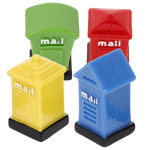 NAMOARLY 4er-Box Garten- Und Landschaftsbau Kinderbriefkasten Für Spielhaus Feengarten-briefkasten Gelbes Kissen Post- Glitzernummernaufkleber Wandbriefkasten Puppenhaus Briefkasten Harz von NAMOARLY