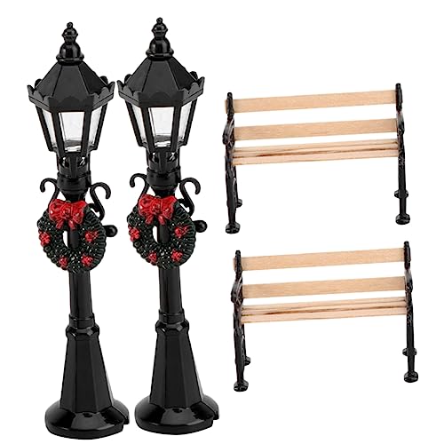 NAMOARLY 4pcs Miniature Street Light Mini Bank Set 1:12 Tiny House Accessoires von NAMOARLY