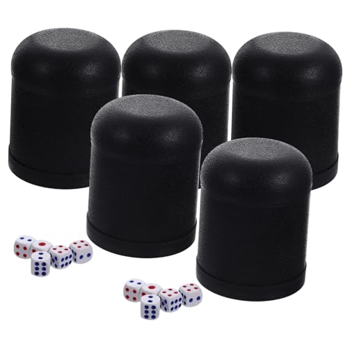 NAMOARLY 5 Sätze Würfelbecher Sterben Shaker Weineimer Chiller Für Partys Fünf Wegbringen Automatisch Tasse Würfel Getränke Gewürzbehälter Würfelschüttler Klare Würfel Tassen Plastik Black von NAMOARLY