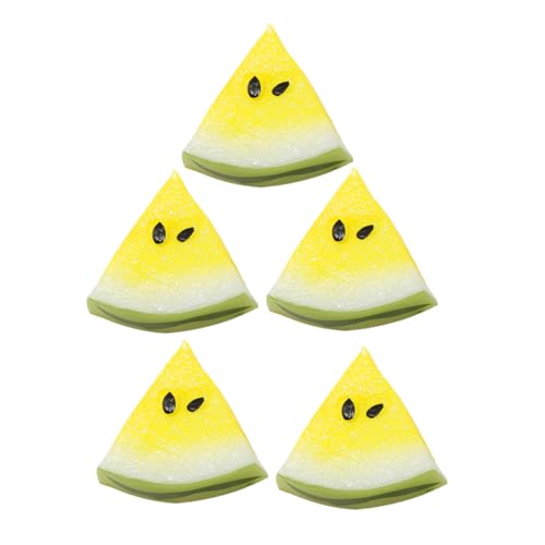 NAMOARLY 5 Stück Miniatur-wassermelonenscheiben-Requisiten, Puppenhaus, Wassermelonenscheiben, Gefälschte Mini-früchte von NAMOARLY