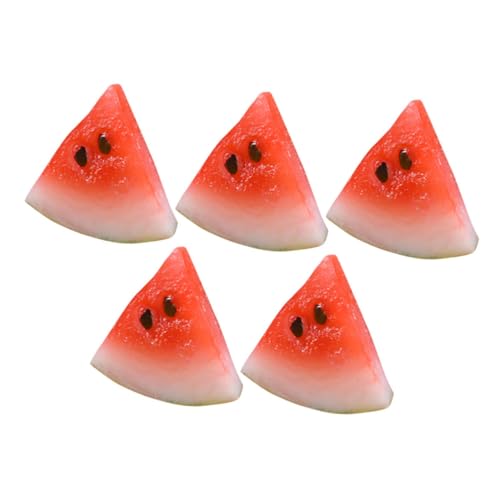 NAMOARLY 5 Stück Teiliges Mini Wassermelonen Scheiben Künstliche Fruchtdekoration Realistisch Mini Haus Ornament Vielseitig für DIY Basteln und Miniaturmöbel Sammler von NAMOARLY