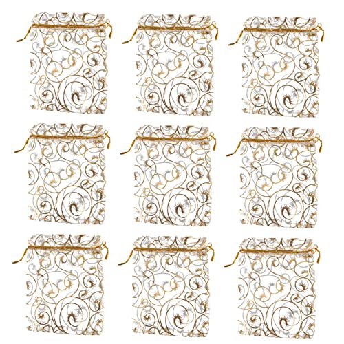 NAMOARLY 50 Stück Garnbeutel Organza-Schmuckbeutel Eid Mubarak Taschen Filztaschen süße Tüten aufbewahrungssack storage pockets Geschenkbeutel Süßigkeitenbeutel Garnmaterial Weiß von NAMOARLY