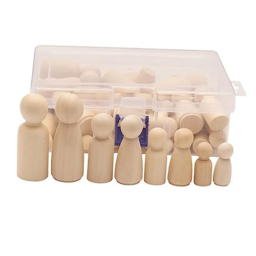 NAMOARLY 50pcs DIY White Embryo Holzpuppe Lustige DIY Farbige Zeichnung Holzpuppe Boxed DIY Holzfarbe Füllpuppe DIY Leere Zeichnung Holzpuppe DIY Graffiti Holzpuppe Für Kinder Kind Spielt von NAMOARLY