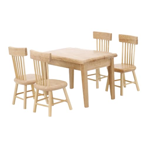 NAMOARLY 5Stücke Holzmöbel Set Teiliges Möbelmodell Für Mini Häuser Und Stühle Aus Hochwertigem Holz Für Puppenhaus Dekoration von NAMOARLY
