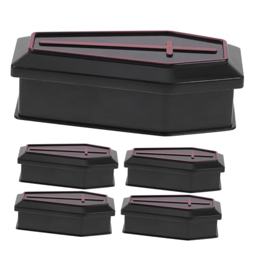 NAMOARLY 5er Boxen Kleines Sargmodell Mini-Sonnencreme Beliebter Sarg Klimpern Eckenschutz Für Möbel Halloween-sarg-Requisiten Geist Schwanenhals Figur Vampir-sarg Mini-sarg Plastik Black von NAMOARLY
