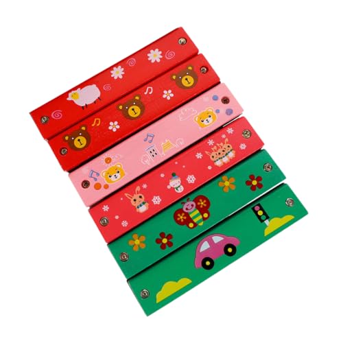 NAMOARLY Pädagogisches Musikspielzeug-Set 6-teilig Mundharmonika-Instrumente Aus Holz Mundharmonika Für Jungen Und Mädchen Mundharmonika-Spielzeug Aus Holz Für Das Frühe Erlernen Von Musik von NAMOARLY