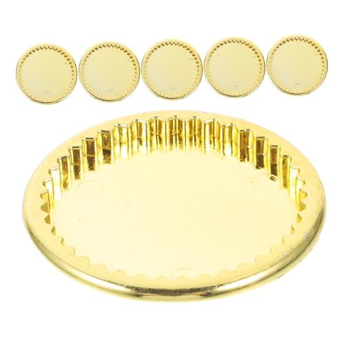 NAMOARLY 6 Stück Miniatur Goldene Teller Teiliges für Puppenhaus Dekoration für Küchen Szenen Detaillierte Spielzeugmodelle Vielseitig Einsetzbar für DIY Projekte von NAMOARLY