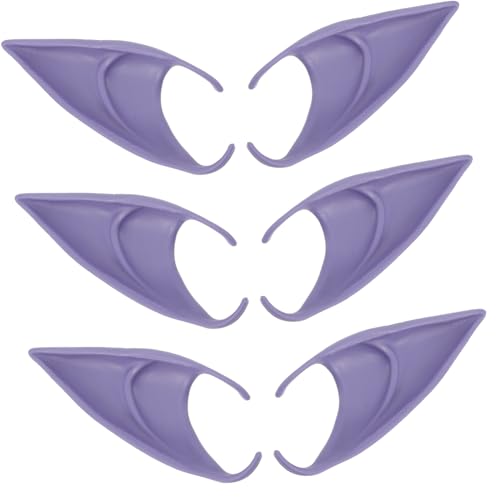 NAMOARLY 6 Stücke Ohren für Frauen Elven Ears Cosplay-Fee-Ohren Feenohren Ohren-Cosplay Kobold Ohren Fee-Cosplay Cosplay-Ohr künstliche Ohren Fee Zubehör Ohren Stütze Kieselgel Violet von NAMOARLY