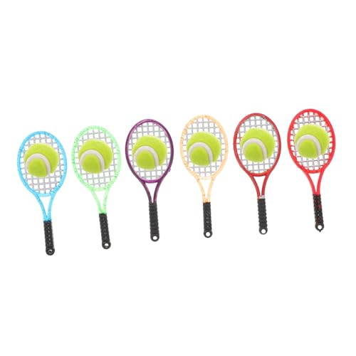 NAMOARLY 6Sätze Mini Tennisschläger Set Für Puppenhaus Teiliges Sportzubehör Mit Authentischen Details Fotografie Requisiten Und Kinderzimmerdekorationsspielzeug Für Interaktives von NAMOARLY