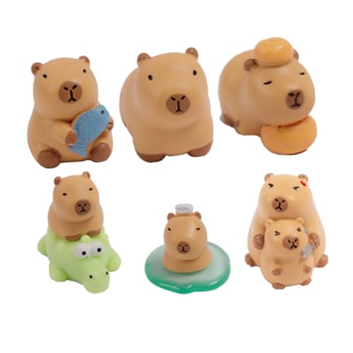 NAMOARLY 6St Mikrolandschaft Wasserschwein Figur Miniatur-Landschaftsdekoration Band Capybara Party Dekorationen Simulation von Tierornamenten süßes Capybara-Zeug Harz von NAMOARLY