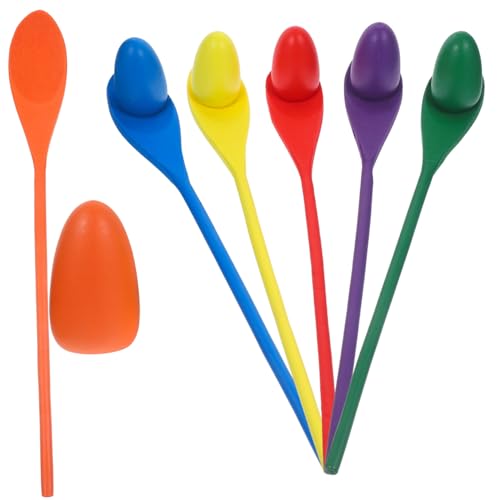 NAMOARLY 6stücke Teiliges Holzspielzeug Für Mädchen Sensory Integration Balancing Game Mit Bunten Eiern Und Löffeln Für Interaktive Spiele Im Freien Fördert Geschicklichkeit Und von NAMOARLY