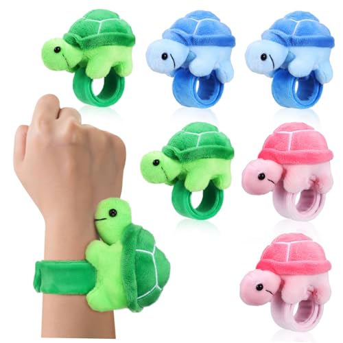 NAMOARLY 6Stücke Tiermotiv Slap Armbänder Plüsch Schildkröten Armbänder für Dekoration Vielseitig Einsetzbar Partyzubehör Geschenkidee von NAMOARLY