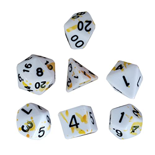 NAMOARLY 7 Stück Brettspiel Blutspritzerwürfel Für Rollenspiele Realistische Blutwürfel Lustige Würfelspiel-Requisiten Unregelmäßige Punktwürfel Partyzubehör Acryl Yellow von NAMOARLY