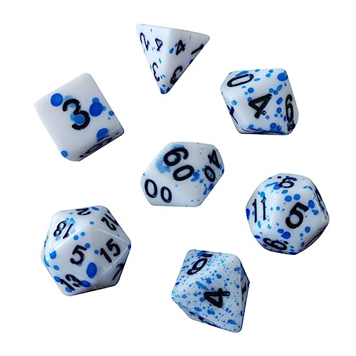 NAMOARLY 7 Stück Brettspiel Blutwürfel Blutspritzerwürfel Partyzubehör Spiel-Requisiten Unregelmäßige Punktwürfel Für Rollenspiele Blue Acryl von NAMOARLY