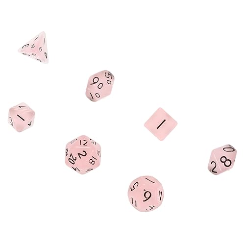 NAMOARLY 7 Stück Leuchtende -stütze Spiel Kleine Würfelstütze Mini- Kleine Spielwürfel Würfelspiel-Requisite Leuchtende Mehrseitige Acryl Rosa von NAMOARLY