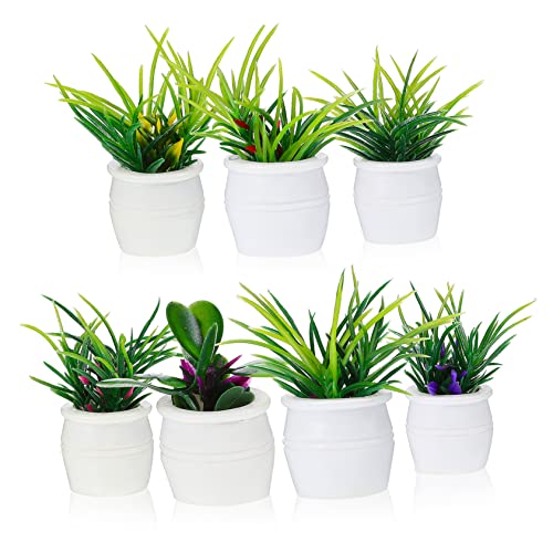 NAMOARLY 7 Stück Teiliges Miniatur Bonsai Pflanzen Set Künstliche Mini Garten Topfpflanzen Realistische Grüne Puppenhaus Deko Geeignet für Architekturmodelle Pflegefrei von NAMOARLY
