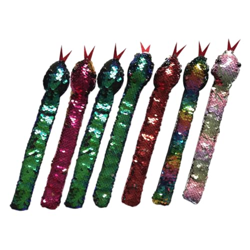 NAMOARLY 7 Stück Teiliges Slap Armband mit Pailletten Schlangendesign Leichtes Kunstleder Sanfte Oberfläche Verstellbar für Tier Halloween Partys Lustige Handgelenkbänder Zufällige Farbe von NAMOARLY