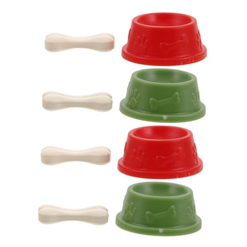 NAMOARLY Realistisches Miniatur-hundenapf-Set Für Kinder-puppenhaus Haustier-zubehör 2 Knochen Rot von NAMOARLY
