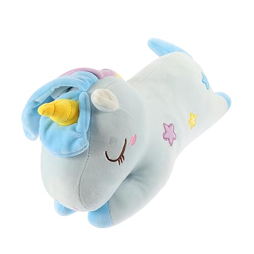 NAMOARLY Einhorn-Puppe Puppenspielzeug Für Den Haushalt Kuscheltier Kinderzimmer Puppe Ornament Tierpuppenkissen Wohnkultur Einhorn-kissenpuppe Heimdekoration Blue Plüsch von NAMOARLY