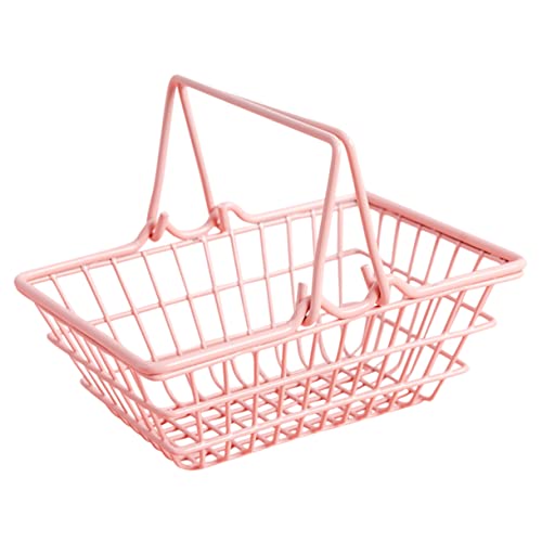 NAMOARLY Einkaufskorb Storage Baskets allzweckkorb einkaufkorb metallkörbe Shopping Basket rosa Korb Körbe mit Griff winzig Korb für Mini-Körbe zur Aufbewahrung von Kleinigkeiten Eisen von NAMOARLY