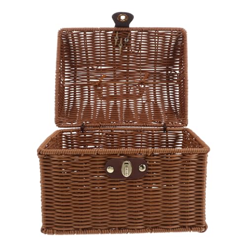 NAMOARLY Gewebter Mini-Mahjong-Koffer – Dekorative Miniatur-Box Aus Rattan-imitat Mit Deckel, Rechteckiger Aufbewahrungskorb Aus Weidengeflecht, Boho-Organizer Für Heimdekoration Und NAMOARLY Gewebter Mini-Mahjong-Koffer – Dekorative Miniatur-Box Aus Rattan-imitat Mit Deckel, Rechteckiger Aufbewahrungskorb Aus Weidengeflecht, Boho-Organizer Für Heimdekoration Und von NAMOARLY