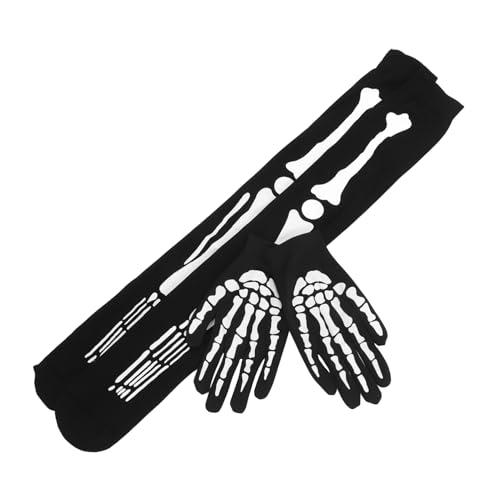 NAMOARLY Halloween Skelett Handschuhe Und Strümpfe Vollfinger Knochenhandschuhe Und Lange Skelett Strümpfe Für Kostüme Und Partys Ideales Zubehör Für Halloween Dekorationen von NAMOARLY