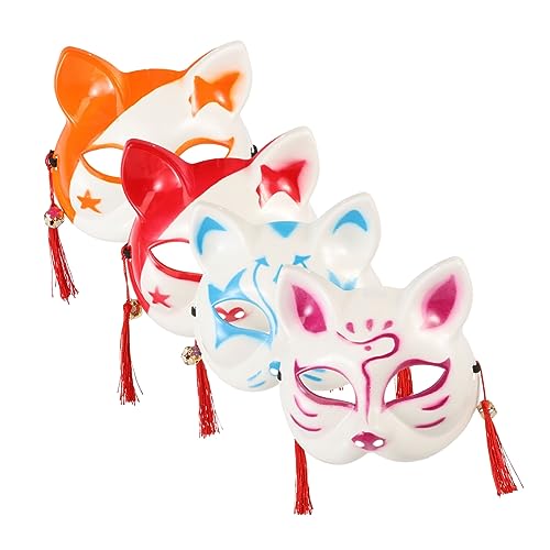NAMOARLY Handbemalte Katzen Und Fuchsmaske Für Cosplay Und Halloween Halbe Gesichtsmaske Für Mottopartys Und Kostüme Farben Zufällig Perfekte Dekoration Für Feste von NAMOARLY