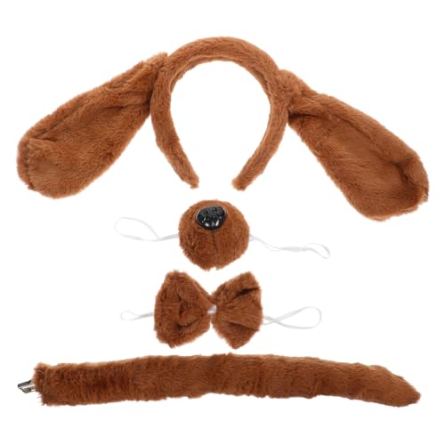 NAMOARLY Haustier Hund Kostüm Mit Tierstirnband Und Gefälschter Nase Teiliges Party Zubehör Für Kleine Hunde Niedliches Braunes Design Für Kreative Verkleidungen von NAMOARLY