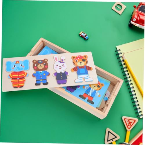 NAMOARLY Holzpuzzle Cartoon Holzspielzeug Lernspielzeug Kreatives Tier Dress up Puzzle aus Holz für Vorschule Förderung der Handgeschicklichkeit von NAMOARLY