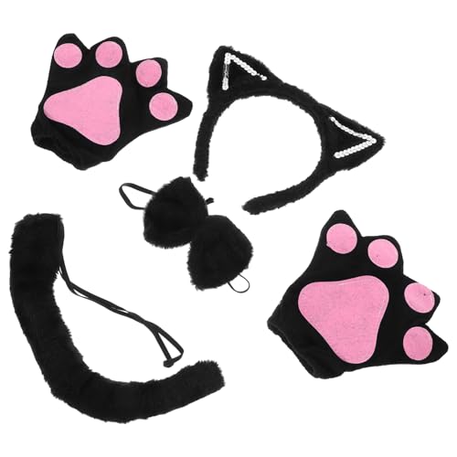 NAMOARLY Halloween Katze Outfit Zubehör Cosplay Kopfschmuck Katze Ohr Kopfschmuck Festival Halsband Party Haarband von NAMOARLY