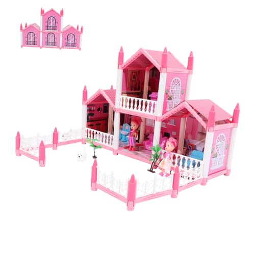 NAMOARLY Kinderburg Mini-puppenhaus-bausatz Mini-burgspielzeug Kinder Tun So, Als Würden Sie Eine Burg Spielen Stellen Sie Sich Vor, Sie Spielen Eine Gebaut Rosa Mädchen Abs Kleines von NAMOARLY