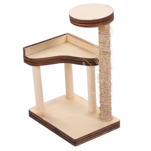 NAMOARLY Kleine Holz Katze Baum Modell Miniatur Katze Turm Puppe Möbel Holz von NAMOARLY