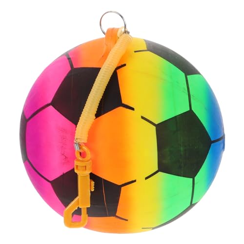 NAMOARLY Leichter Aufblasbarer Kinderfußball mit Federseil und Tragegriff Bunter Regenbogenball für Kindergarten für Draußen und Junge Mädchen Sportspielzeug für Kleinkinder NAMOARLY Leichter Aufblasbarer Kinderfußball mit Federseil und Tragegriff Bunter Regenbogenball für Kindergarten für Draußen und Junge Mädchen Sportspielzeug für Kleinkinder von NAMOARLY