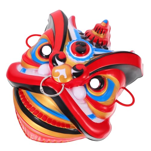 NAMOARLY Lustige Löwenmaske Kopfbedeckung Mit Multifunktions-löwenmaske Chinesische Tanzende Löwenmasken Drachenmaske Zum Löwenmaske Für Party 3d-drachenmaske Ost Handbuch Rot Plastik Mann von NAMOARLY