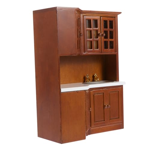 NAMOARLY Maßstab DIY Mini Küchenmöbel Holzmodell mit Spülbecken und Schrank Realistische Miniatur Einrichtung für Puppenfamilie und Sammler Geschenkidee in Braun NAMOARLY Maßstab DIY Mini Küchenmöbel Holzmodell mit Spülbecken und Schrank Realistische Miniatur Einrichtung für Puppenfamilie und Sammler Geschenkidee in Braun von NAMOARLY
