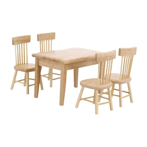 NAMOARLY Maßstab Miniatur Eichenholz Tisch und Stühle Modell Zubehör für DIY Dekoration und Puppenhaus Wohnzimmer Accessoires Beige NAMOARLY Maßstab Miniatur Eichenholz Tisch und Stühle Modell Zubehör für DIY Dekoration und Puppenhaus Wohnzimmer Accessoires Beige von NAMOARLY