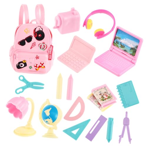 NAMOARLY Kleine Puppenfiguren Zubehör Puppenhaus Miniatur Puppenhaus Zubehör Set 18 Teiliges Bjd Schreibwaren Set Mit Zufälligen Farben Mini Computer Und Schulbedarf Für Puppen Und Puppenhäuser von NAMOARLY