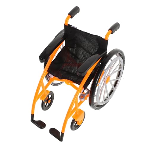 NAMOARLY Mini Rollstuhl Für Puppenhäuser Puppenhaus Krankenhauszubehör Faltbares Rollstuhl Modell Winzige Krücken Miniaturfiguren Und Puppenmöbel Orangefarbenes von NAMOARLY
