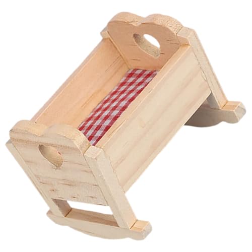 NAMOARLY Miniatur Bett für Puppenhaus Robuste Holz Puppenwiege mit Realistischen Details für Kreatives für Junge Mädchen und Puppenhaus Dekoration von NAMOARLY