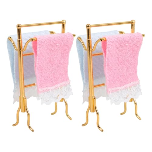 NAMOARLY Miniatur Handtuchhalter Für Puppenhaus Realistisches Zubehör Für Badezimmer Miniatur Regal Stand Für Puppenhaus Detailgetreue Möbel Dekoration von NAMOARLY