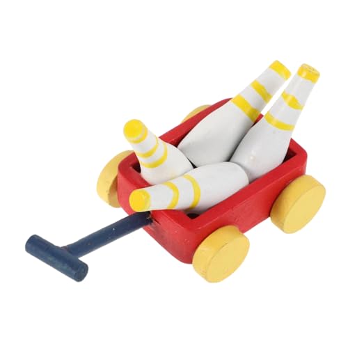 NAMOARLY Miniatur Holz Bowlingwagen Für Puppenhaus Tragbares Mini Bowling Set Dollhouse Bowling Pin Set Mini Bowling Pin Dekoration von NAMOARLY