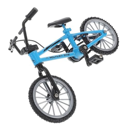 NAMOARLY Miniatur Puppenhaus Fahrrad Deko Realistisches Simulationsspielzeug für Kreative Szenen Fotografie Requisiten und Sammler Blaues Modell mit Bremsstange von NAMOARLY