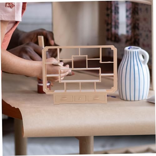 NAMOARLY Miniatur Puppenhaus Regal Kunststoff Stöckig Langlebig und Detailreich Fördert Feinmotorik und Kreativität Elegantes Helles Holzfarben Design Puppenhaus Dekoration DIY Zubehör von NAMOARLY